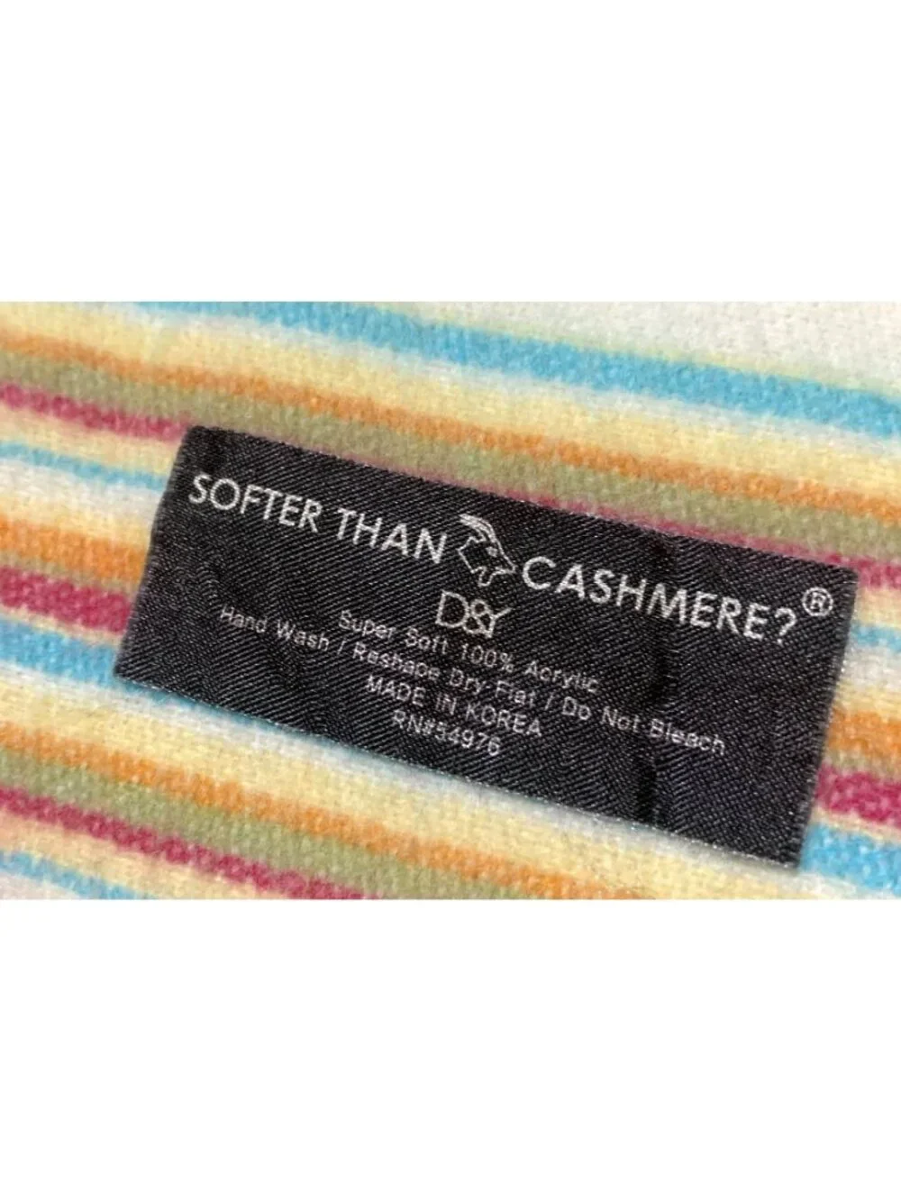 D&Y Softer Than Cashmere Fringe Scarf Multicolor Striped Shawl Soft Cozy